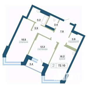 2-к квартира, вторичка, 72м2, 3/24 этаж