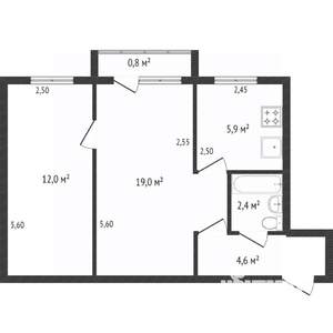 2-к квартира, вторичка, 47м2, 5/5 этаж
