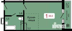 1-к квартира, строящийся дом, 38м2, 11/17 этаж