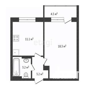 1-к квартира, вторичка, 37м2, 12/19 этаж