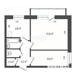 2-к квартира, вторичка, 41м2, 7/9 этаж