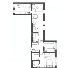 4-к квартира, строящийся дом, 83м2, 15/17 этаж