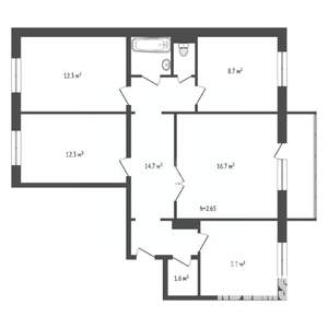 4-к квартира, вторичка, 79м2, 6/10 этаж