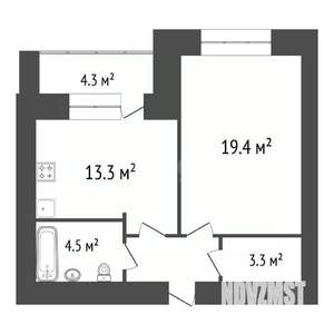 1-к квартира, вторичка, 45м2, 3/20 этаж
