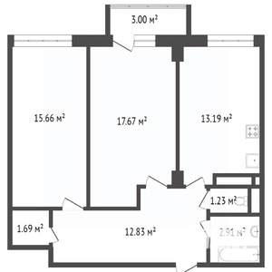 2-к квартира, вторичка, 65м2, 24/25 этаж
