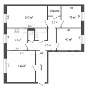4-к квартира, вторичка, 82м2, 8/10 этаж