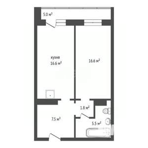 2-к квартира, вторичка, 51м2, 17/17 этаж