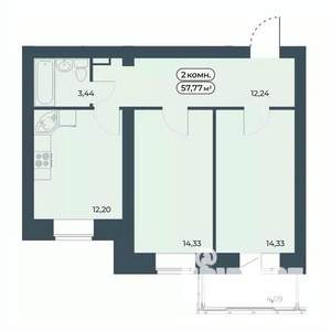 2-к квартира, строящийся дом, 58м2, 9/9 этаж