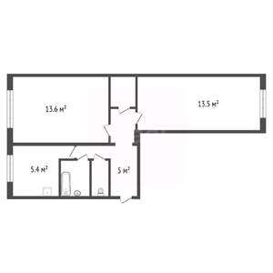 2-к квартира, вторичка, 45м2, 1/5 этаж