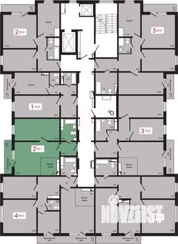 2-к квартира, строящийся дом, 52м2, 12/17 этаж