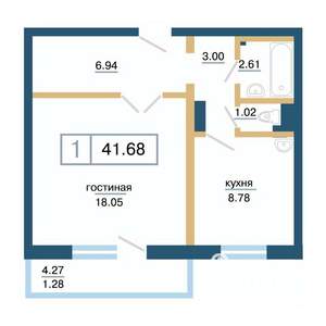 1-к квартира, строящийся дом, 42м2, 3/17 этаж