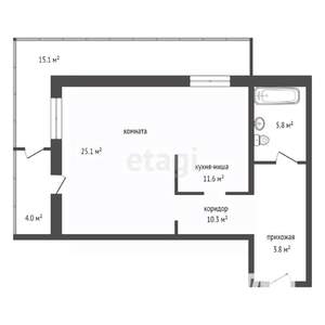 1-к квартира, вторичка, 56м2, 17/17 этаж