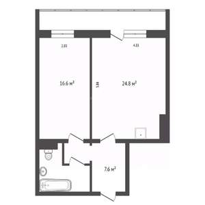 2-к квартира, вторичка, 55м2, 10/17 этаж