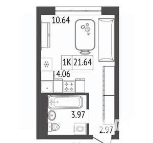 1-к квартира, вторичка, 22м2, 4/17 этаж