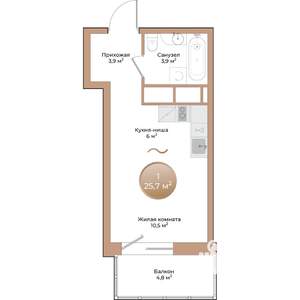 1-к квартира, вторичка, 26м2, 2/24 этаж