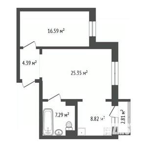 2-к квартира, вторичка, 63м2, 9/17 этаж