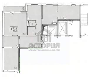 3-к квартира, сданный дом, 83м2, 8/13 этаж