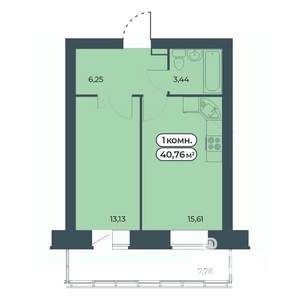 1-к квартира, вторичка, 41м2, 9/9 этаж