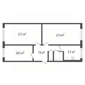 3-к квартира, вторичка, 61м2, 1/5 этаж