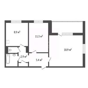 2-к квартира, вторичка, 51м2, 5/9 этаж