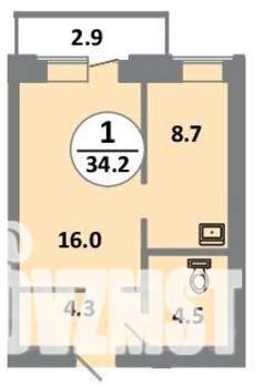 1-к квартира, вторичка, 34м2, 6/14 этаж