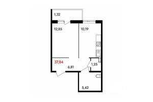 1-к квартира, вторичка, 38м2, 10/18 этаж