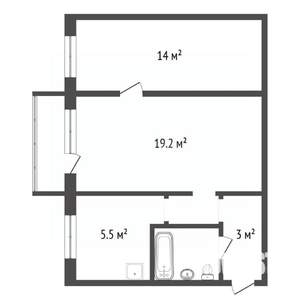 2-к квартира, вторичка, 43м2, 2/5 этаж