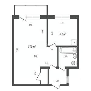 1-к квартира, вторичка, 30м2, 4/5 этаж