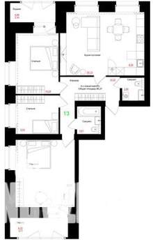 4-к квартира, вторичка, 96м2, 4/9 этаж