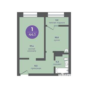1-к квартира, вторичка, 44м2, 4/24 этаж