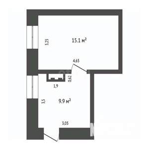 1-к квартира, вторичка, 25м2, 1/1 этаж