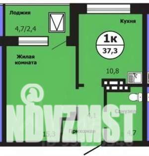 1-к квартира, строящийся дом, 38м2, 4/19 этаж