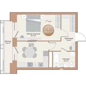 1-к квартира, вторичка, 39м2, 9/24 этаж