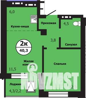 2-к квартира, строящийся дом, 40м2, 10/19 этаж