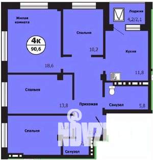4-к квартира, строящийся дом, 91м2, 9/19 этаж