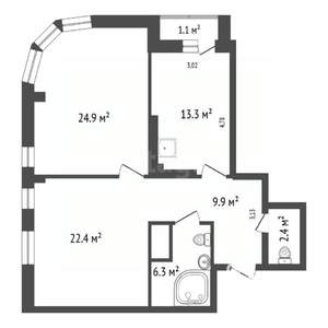3-к квартира, вторичка, 79м2, 23/23 этаж