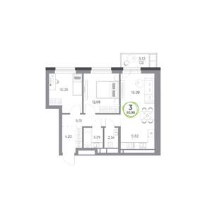 3-к квартира, вторичка, 61м2, 5/17 этаж