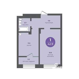 1-к квартира, вторичка, 43м2, 2/10 этаж