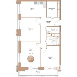 3-к квартира, вторичка, 91м2, 13/24 этаж
