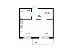 1-к квартира, вторичка, 34м2, 8/18 этаж