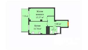 1-к квартира, строящийся дом, 39м2, 15/17 этаж
