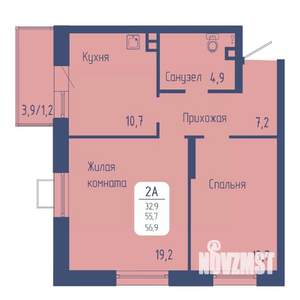 2-к квартира, вторичка, 57м2, 2/15 этаж
