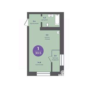 1-к квартира, вторичка, 31м2, 11/15 этаж