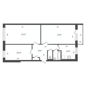 3-к квартира, вторичка, 62м2, 3/5 этаж