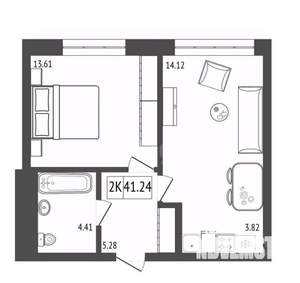 2-к квартира, вторичка, 41м2, 16/17 этаж