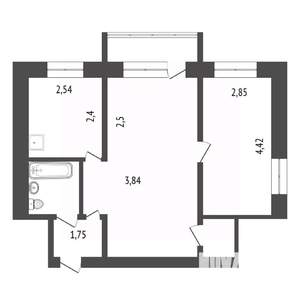 2-к квартира, вторичка, 41м2, 3/5 этаж