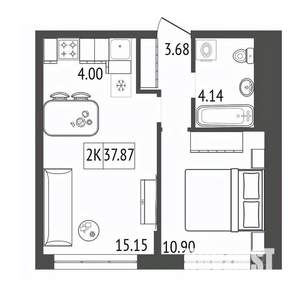 2-к квартира, вторичка, 38м2, 9/17 этаж