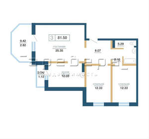 3-к квартира, вторичка, 82м2, 15/17 этаж