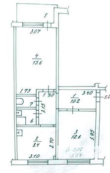 2-к квартира, вторичка, 53м2, 5/5 этаж