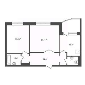 2-к квартира, вторичка, 60м2, 6/10 этаж